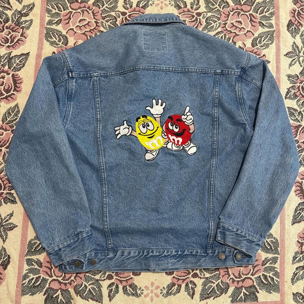 Vintage planet mars mms embroidered blue denim jacket